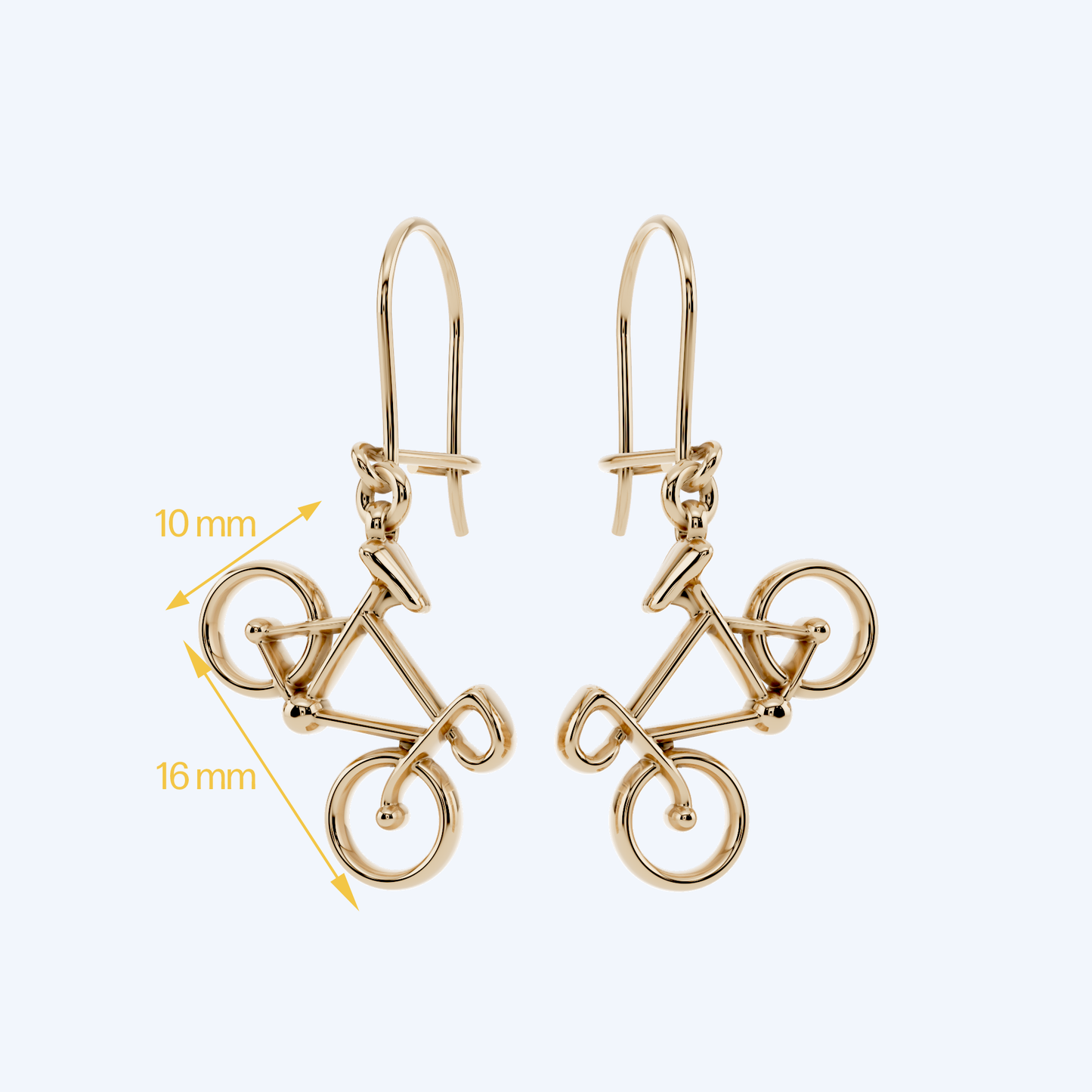 Bicycle Drop Earring 375 Yellow Gold