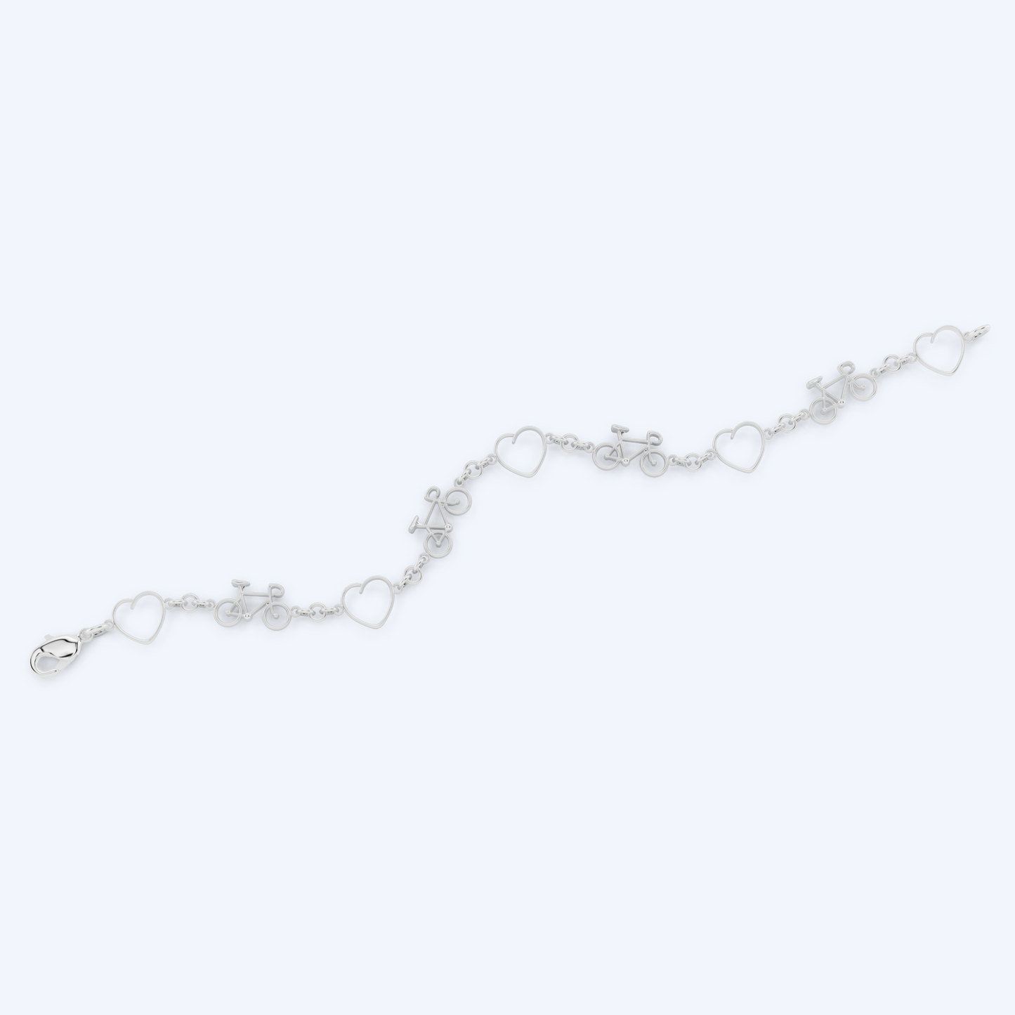 Road Bike Heart Bracelet 925 Silver