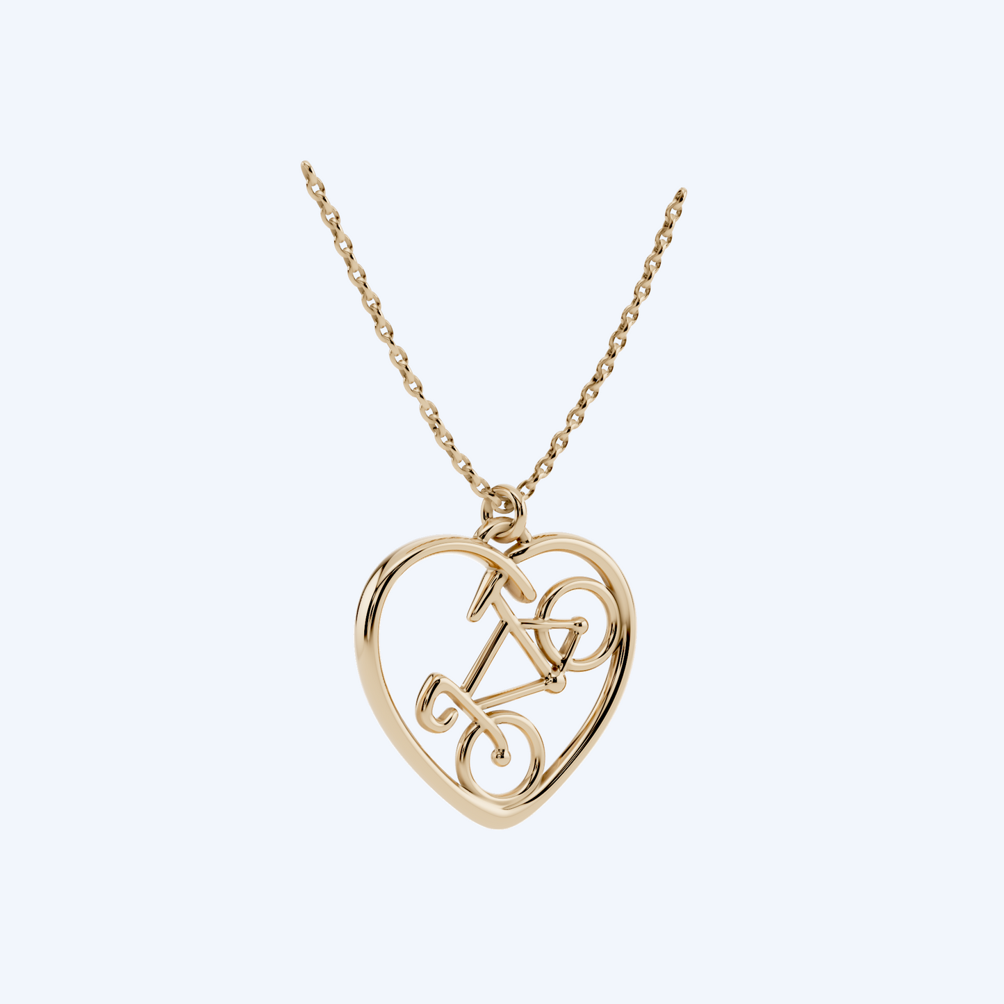 Road Bike Heart Pendant 375 Yellow Metal