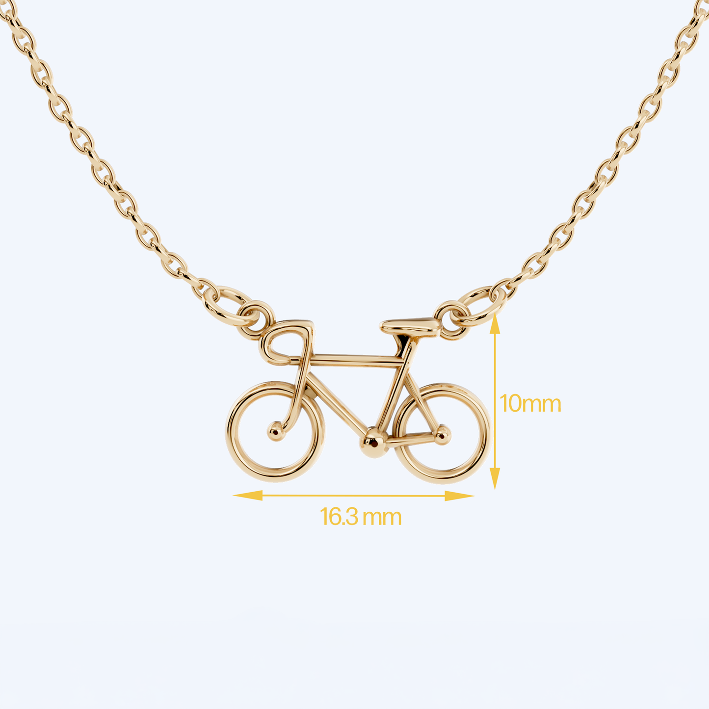 Road Bike Pendant Necklace 375 Yellow Gold