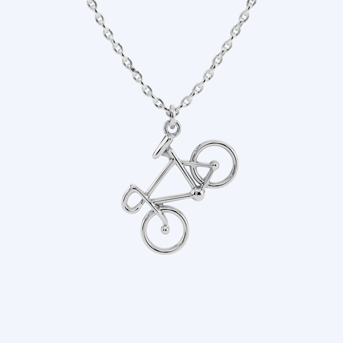 Bicycle Drop Pendant Necklace 925 Silver