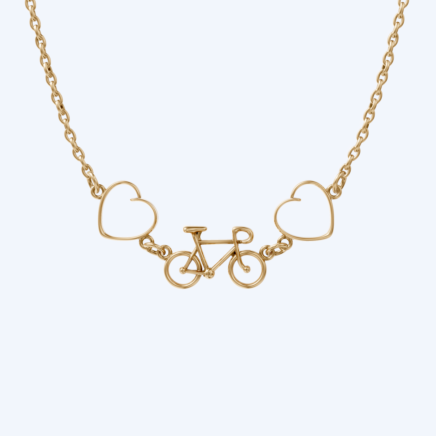 Road Bike & Heart Pendant Necklace 375 Yellow Gold