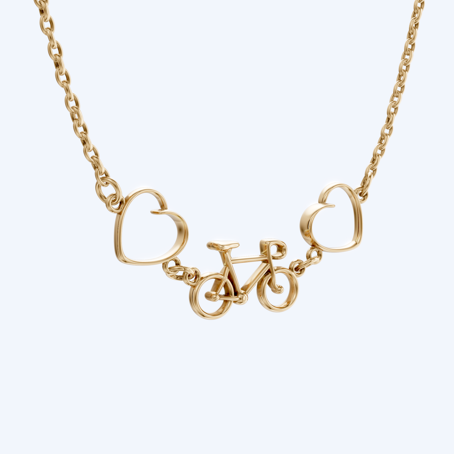 Road Bike & Heart Pendant Necklace 375 Yellow Gold