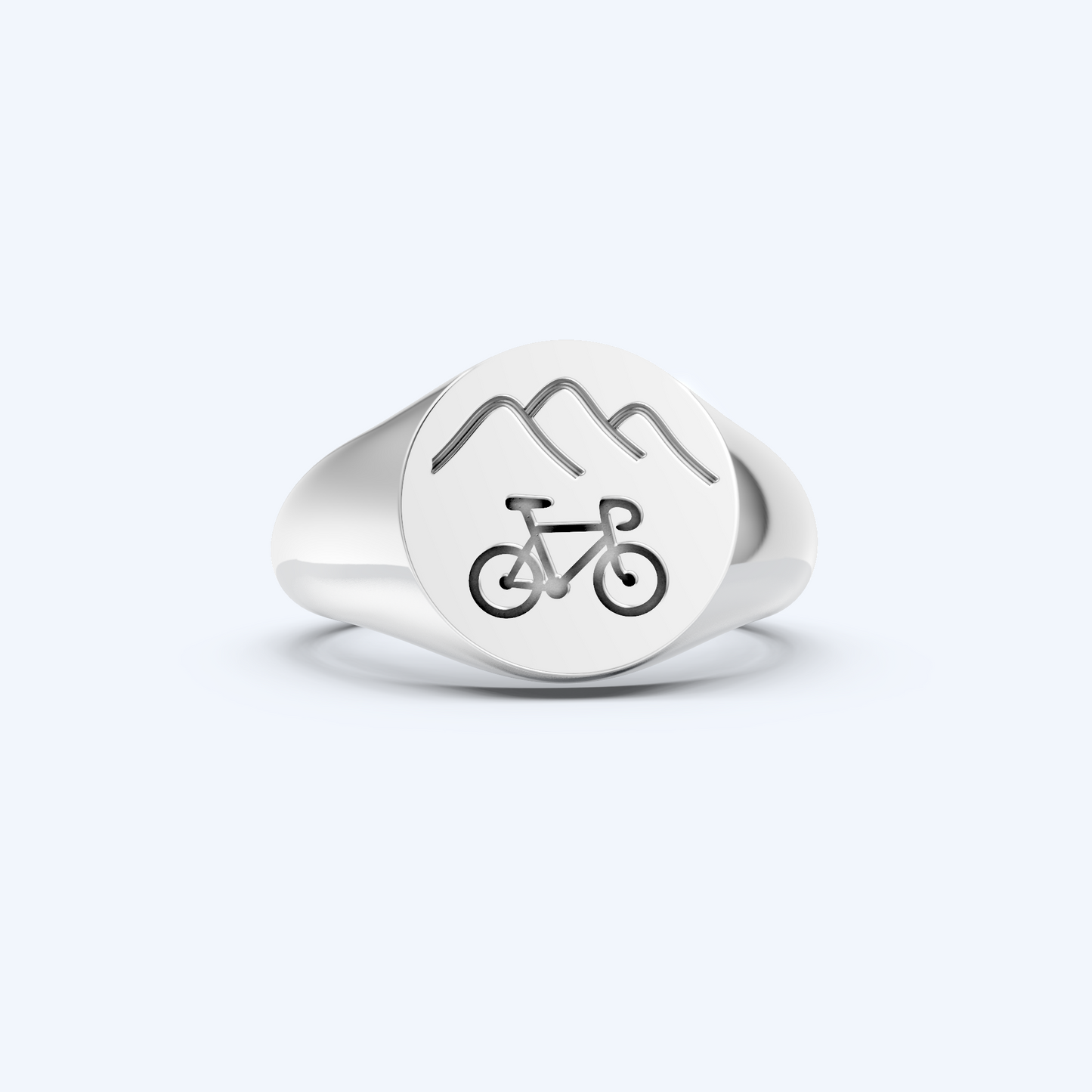 Mountains & Bike Signet Ring 925 Silver