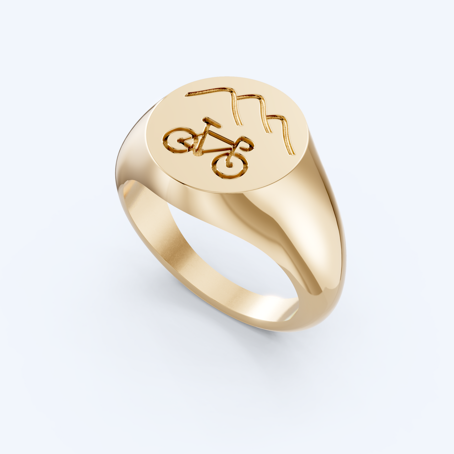 Mountains & Bike Signet 375 Yellow Gold