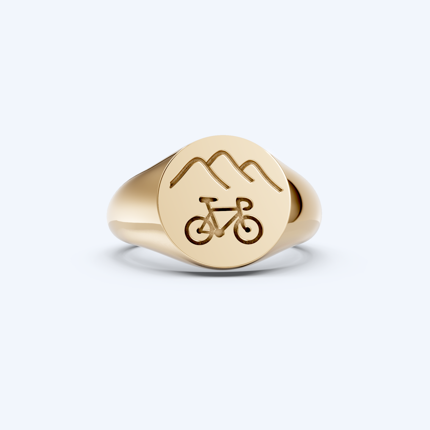 Mountains & Bike Signet 375 Yellow Gold