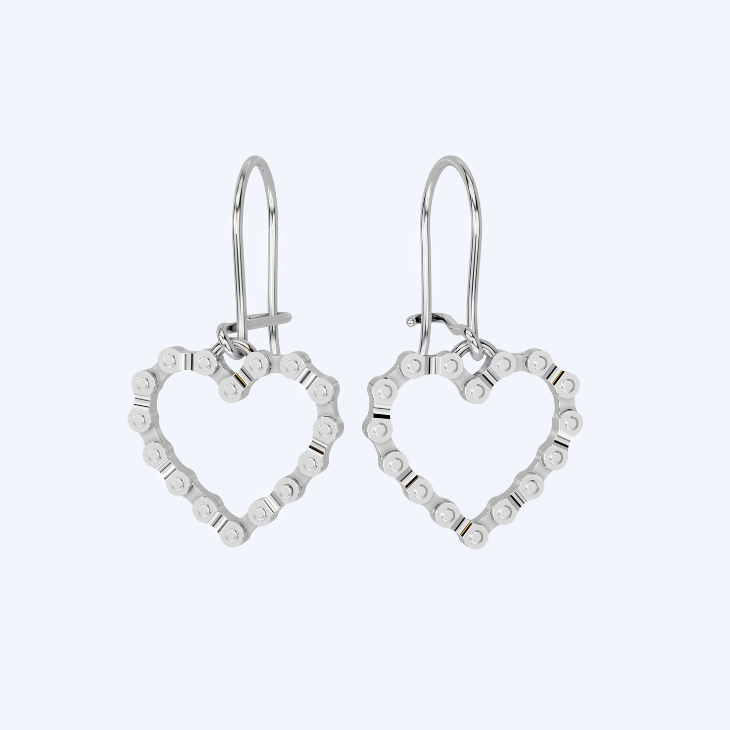 Chain Link Heart Eardrops 925 Silver