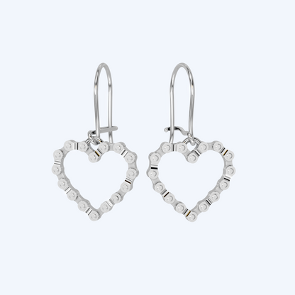 Chain Link Heart Eardrops 925 Silver