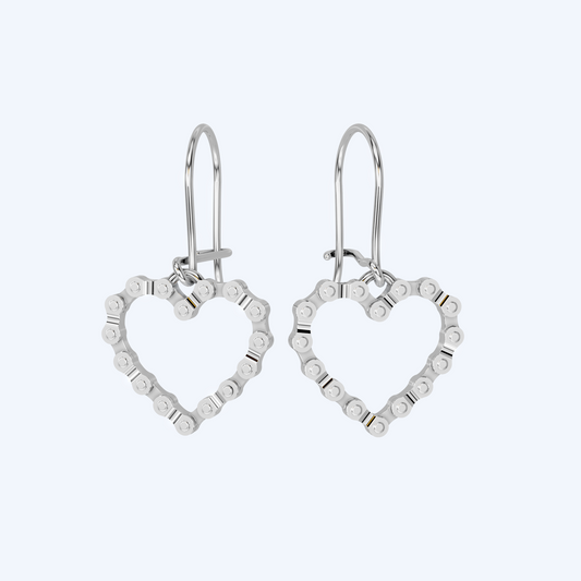 Chain Link Heart Eardrops 925 Silver