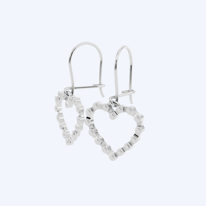 Chain Link Heart Eardrops 925 Silver