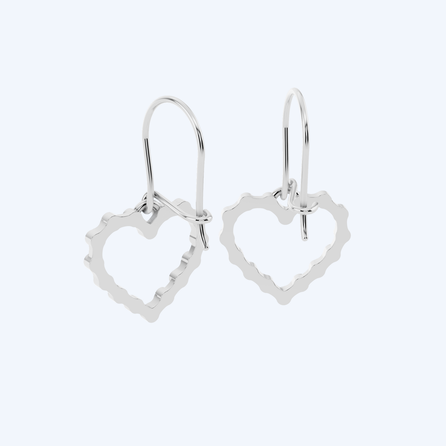 Chain Link Heart Eardrops 925 Silver