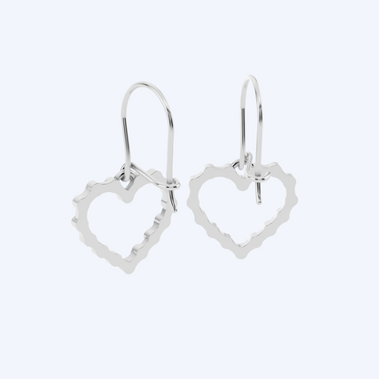 Chain Link Heart Eardrops 925 Silver