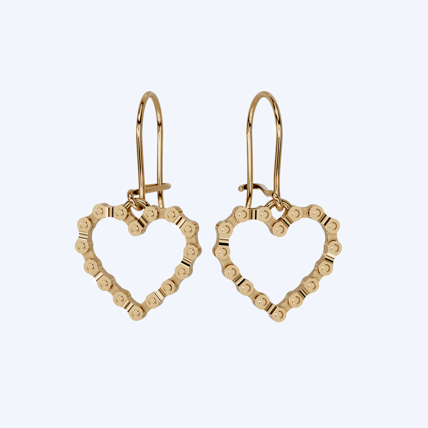 Chain Link Heart Eardrops 375 Yellow Gold