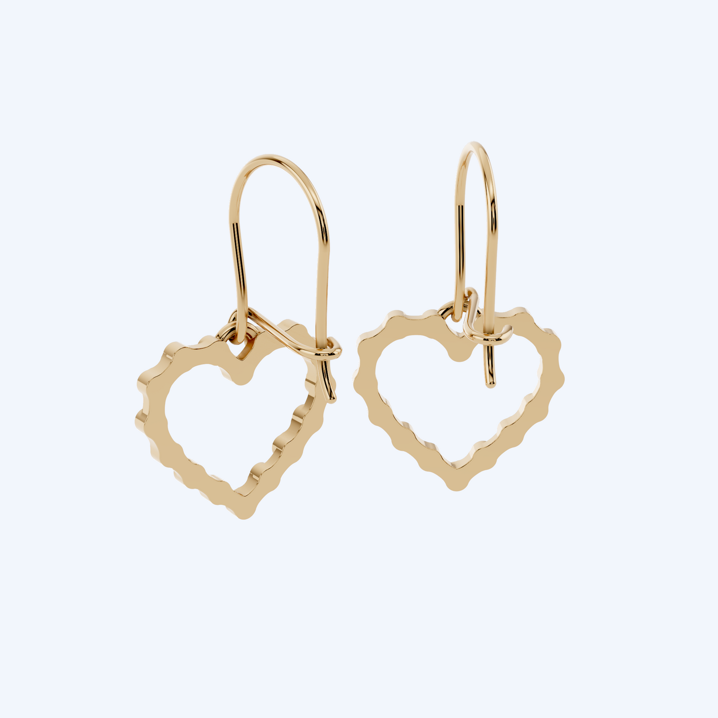 Chain Link Heart Eardrops 375 Yellow Gold