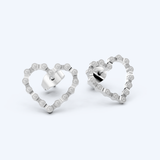 Link Heart Studs 925 Silver