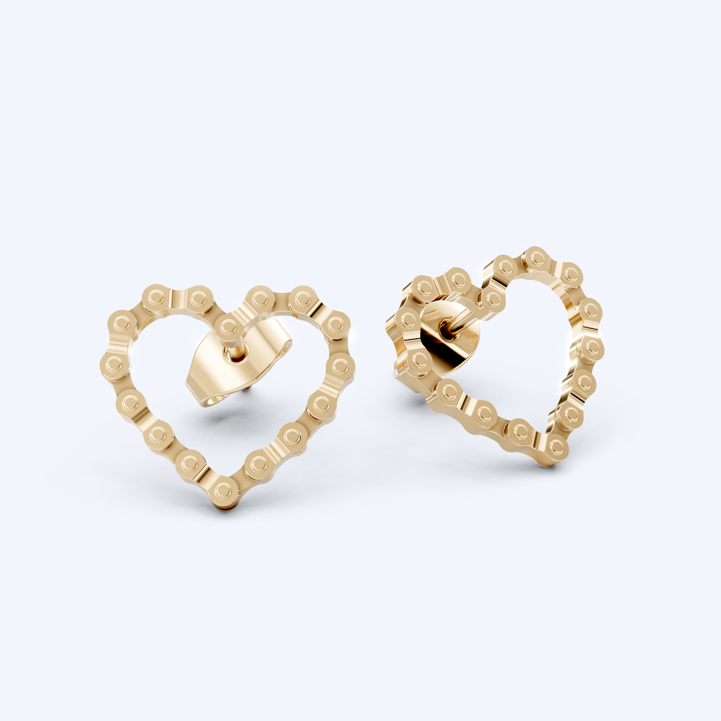 Link Heart Studs 375 Yellow Gold
