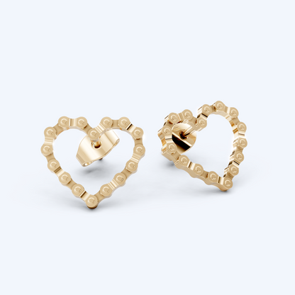 Link Heart Studs 375 Yellow Gold