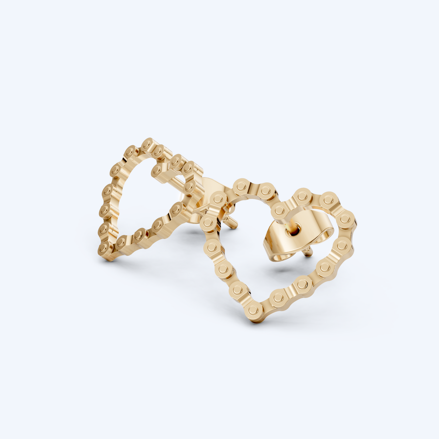 Link Heart Studs 375 Yellow Gold