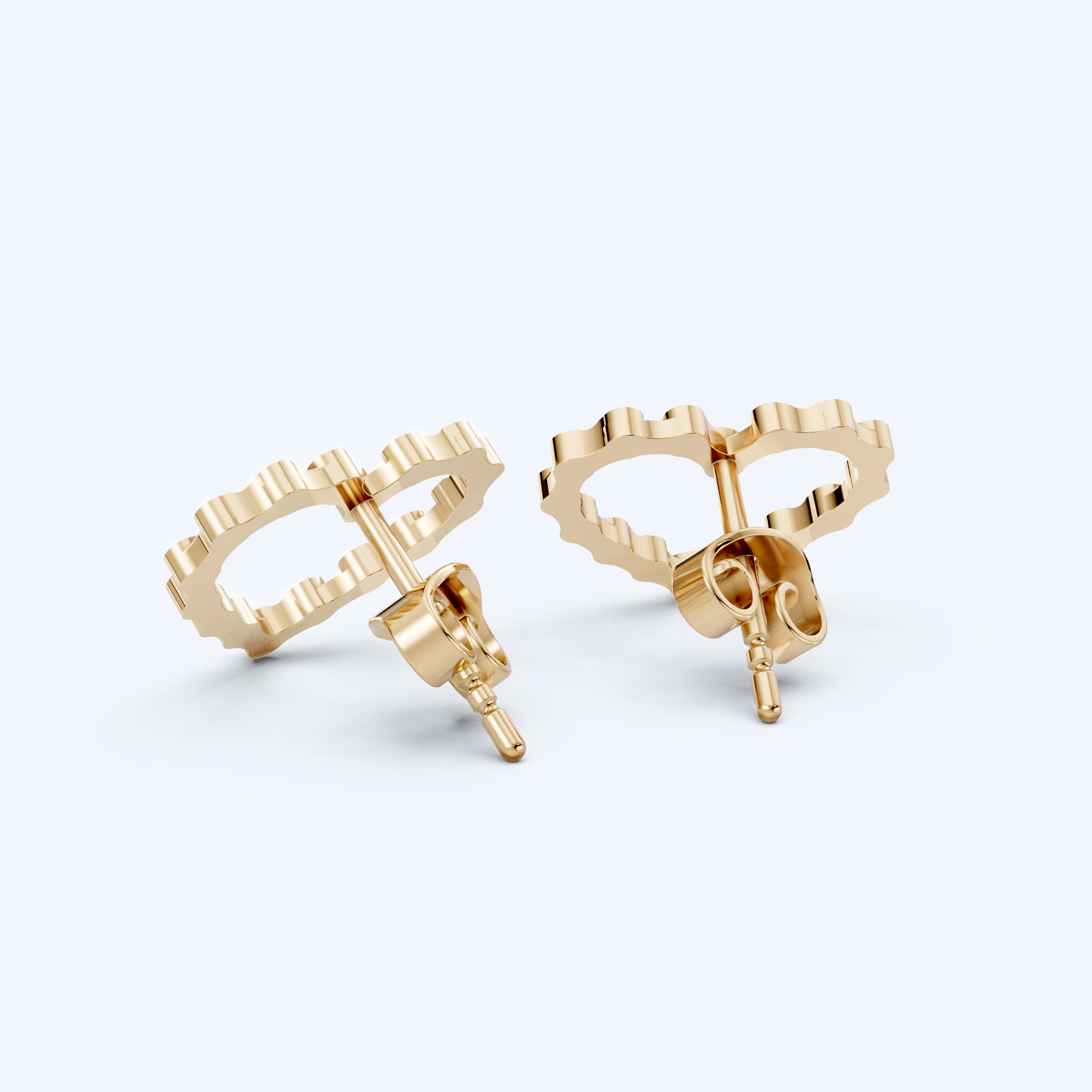 Link Heart Studs 375 Yellow Gold