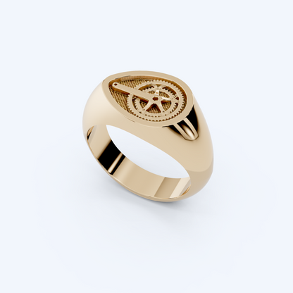 Chain Set Signet Ring 375 Yellow Gold