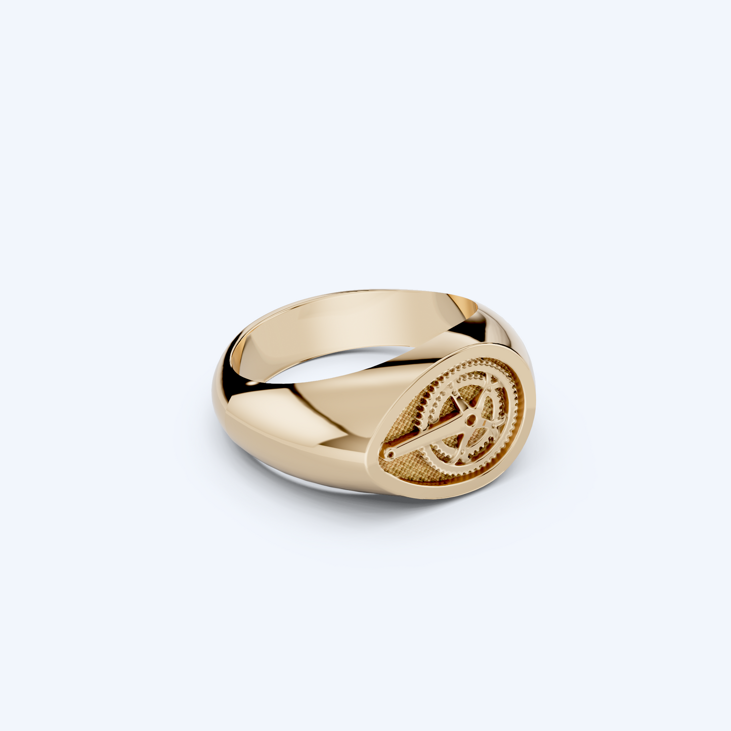 Chain Set Signet Ring 375 Yellow Gold