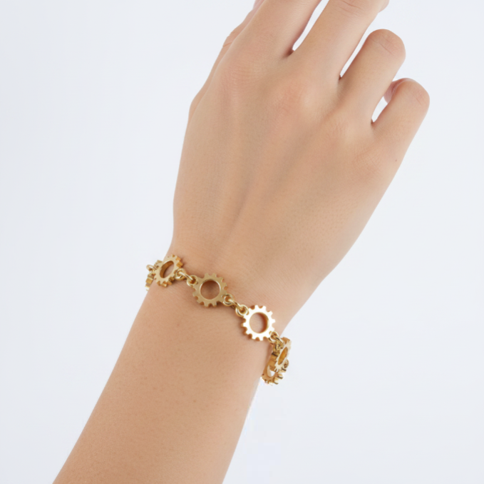 Cog Bracelet 375 Yellow Gold