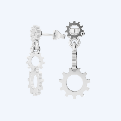 Cog Drop Earring 925 Silver