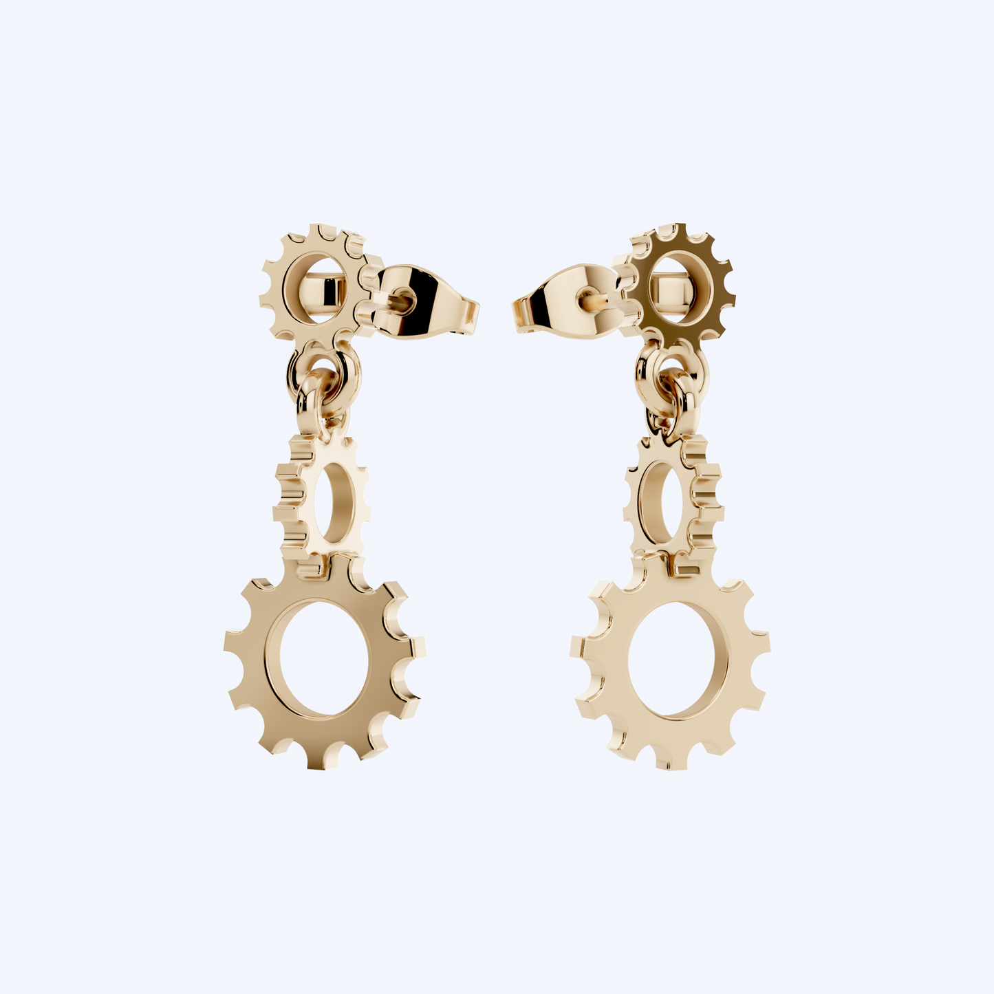 Cog Drop Earring 375 Yellow Gold