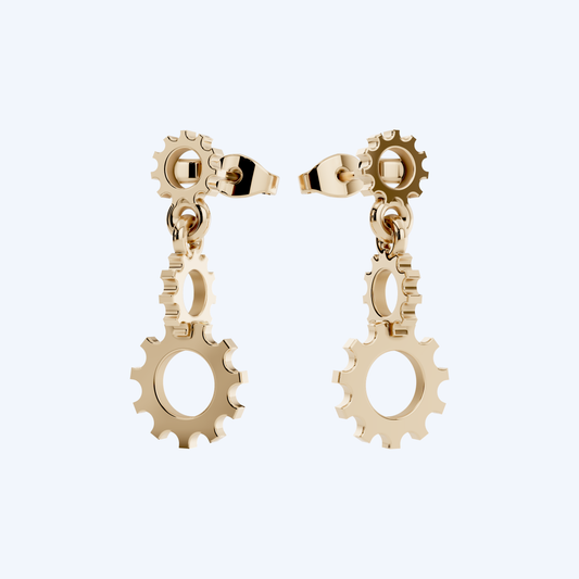Cog Drop Earring 375 Yellow Gold