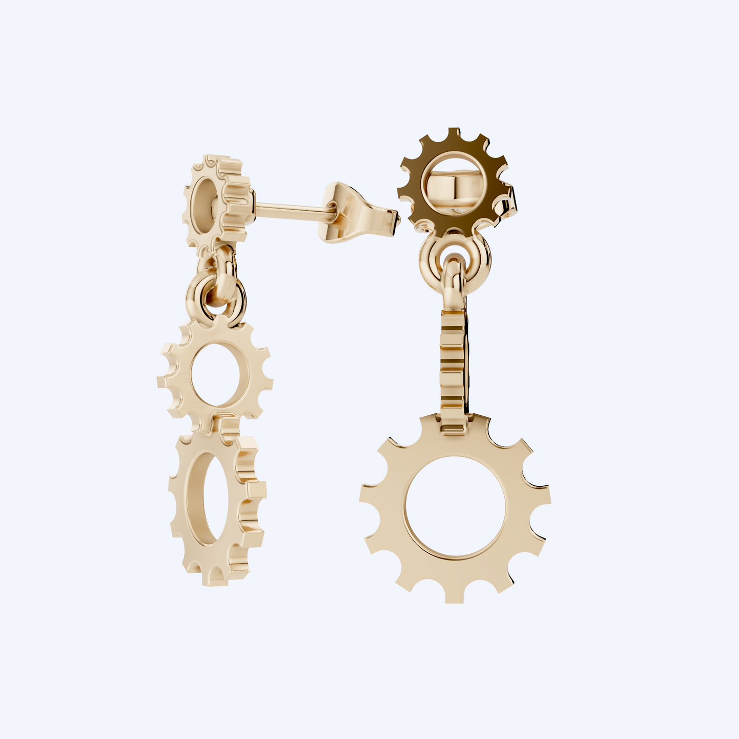 Cog Drop Earring 375 Yellow Gold