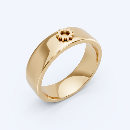Cog Band 375 Yellow Gold
