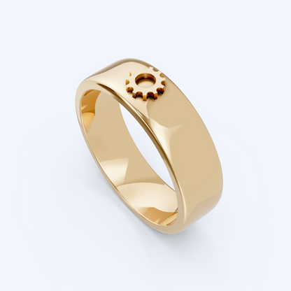 Cog Band 375 Yellow Gold