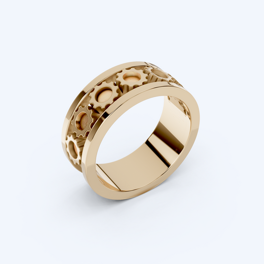 Cog Ring 375 Yellow Gold