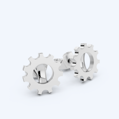 Cog Stud Earrings 925 Silver