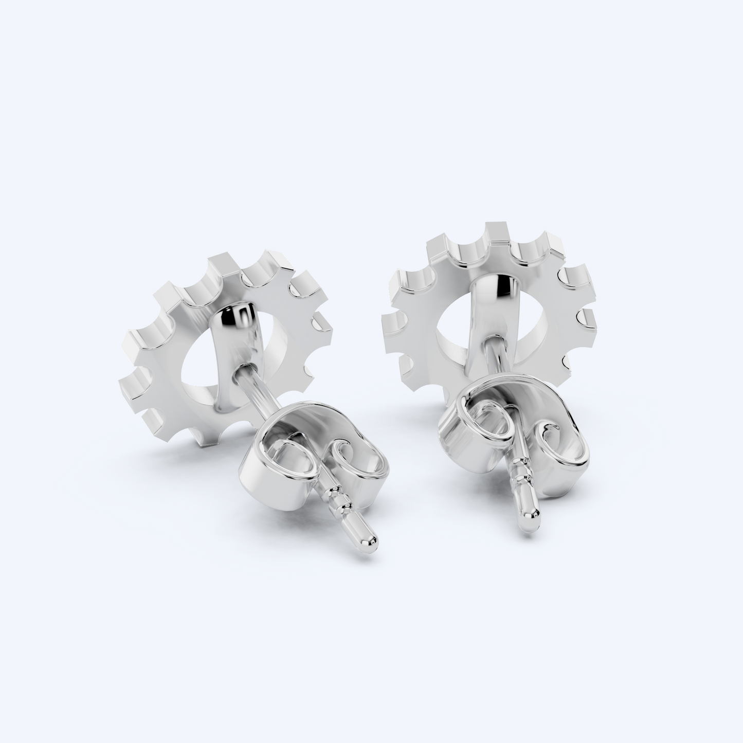Cog Stud Earrings 925 Silver
