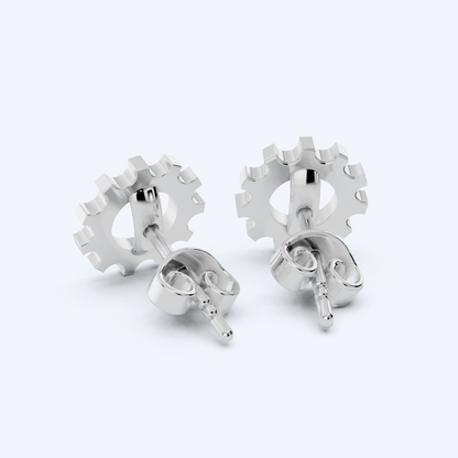 Cog Stud Earrings 925 Silver