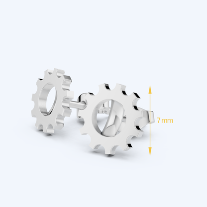 Cog Stud Earrings 925 Silver