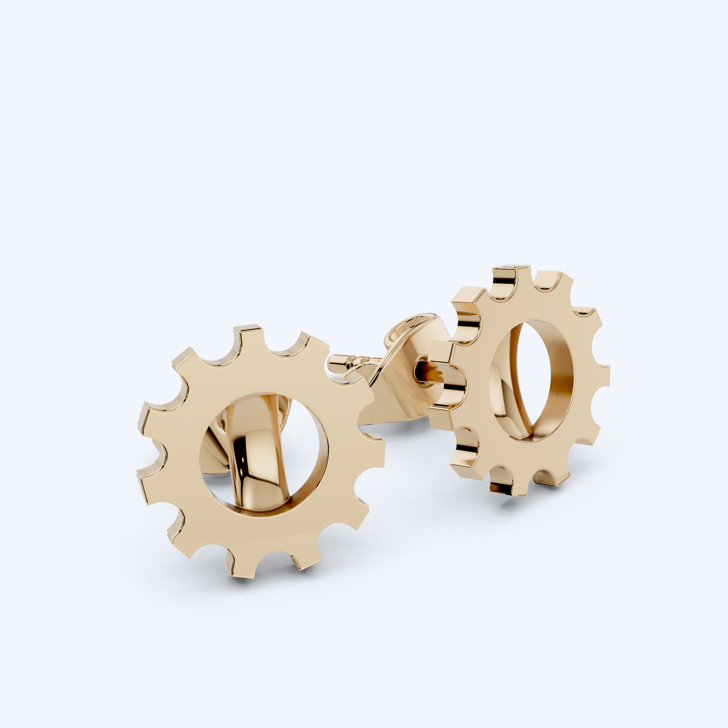 Cog Stud Earrings 375 Yellow Gold