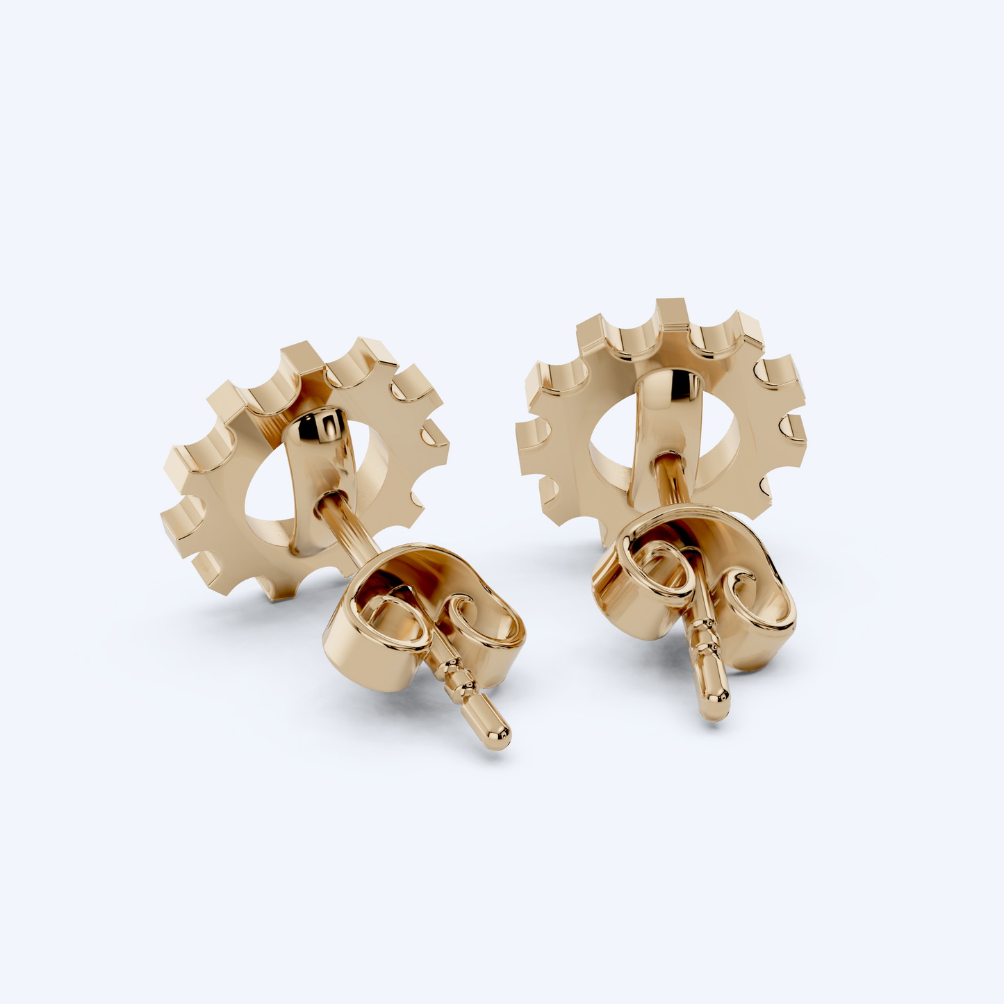 Cog Stud Earrings 375 Yellow Gold