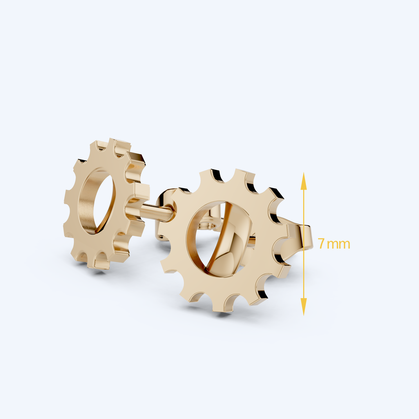 Cog Stud Earrings 375 Yellow Gold