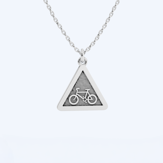 Warning Cyclist Pendant 925 Silver