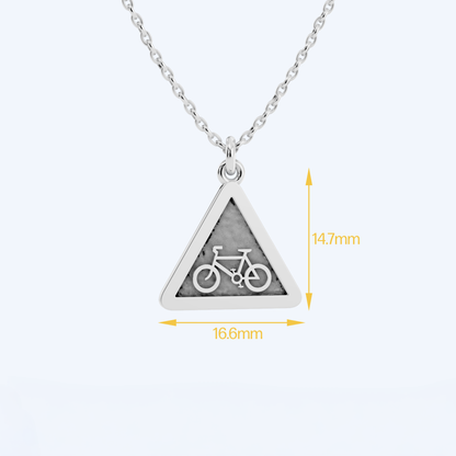 Warning Cyclist Pendant 925 Silver