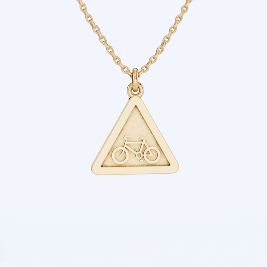 Warning Cyclist Pendant 375 Yellow Gold