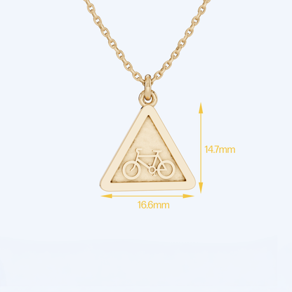 Warning Cyclist Pendant 375 Yellow Gold