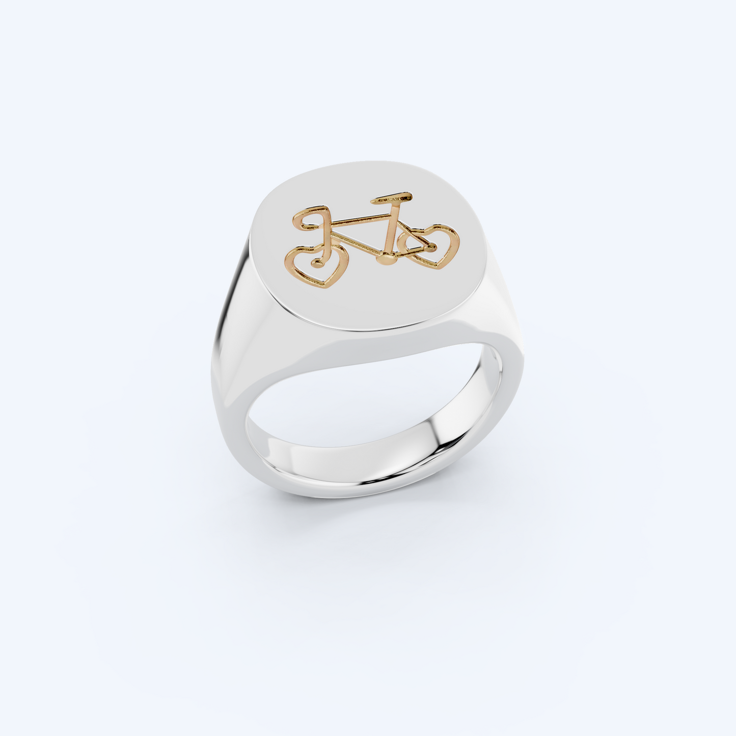 Heart Bike Signet Ring 925 Silver