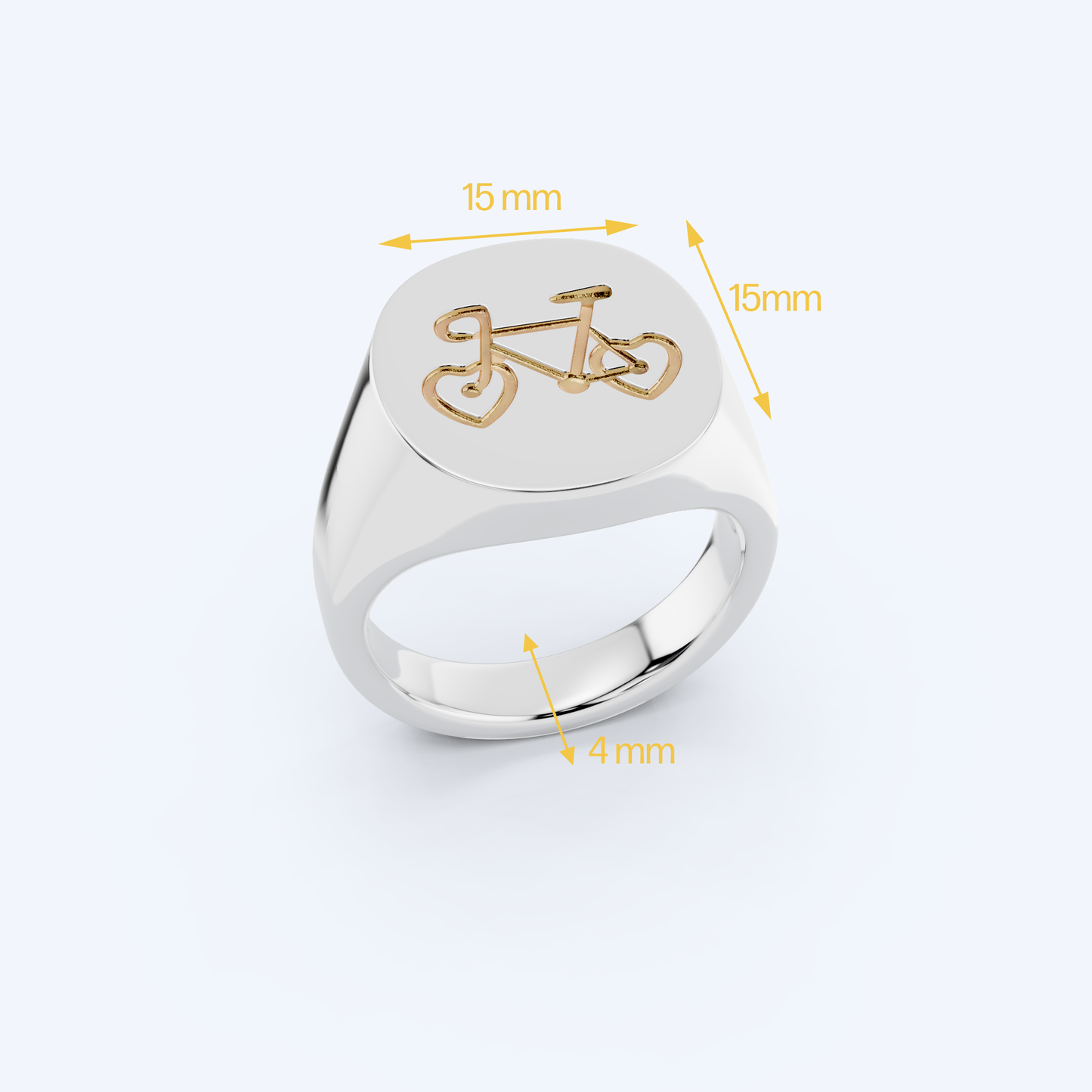Heart Bike Signet Ring 925 Silver