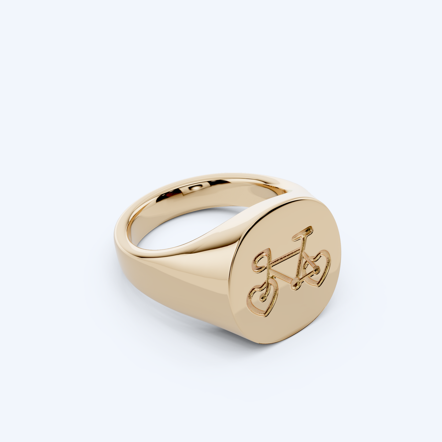 Heart Bike Signet Ring 375 Yellow Gold