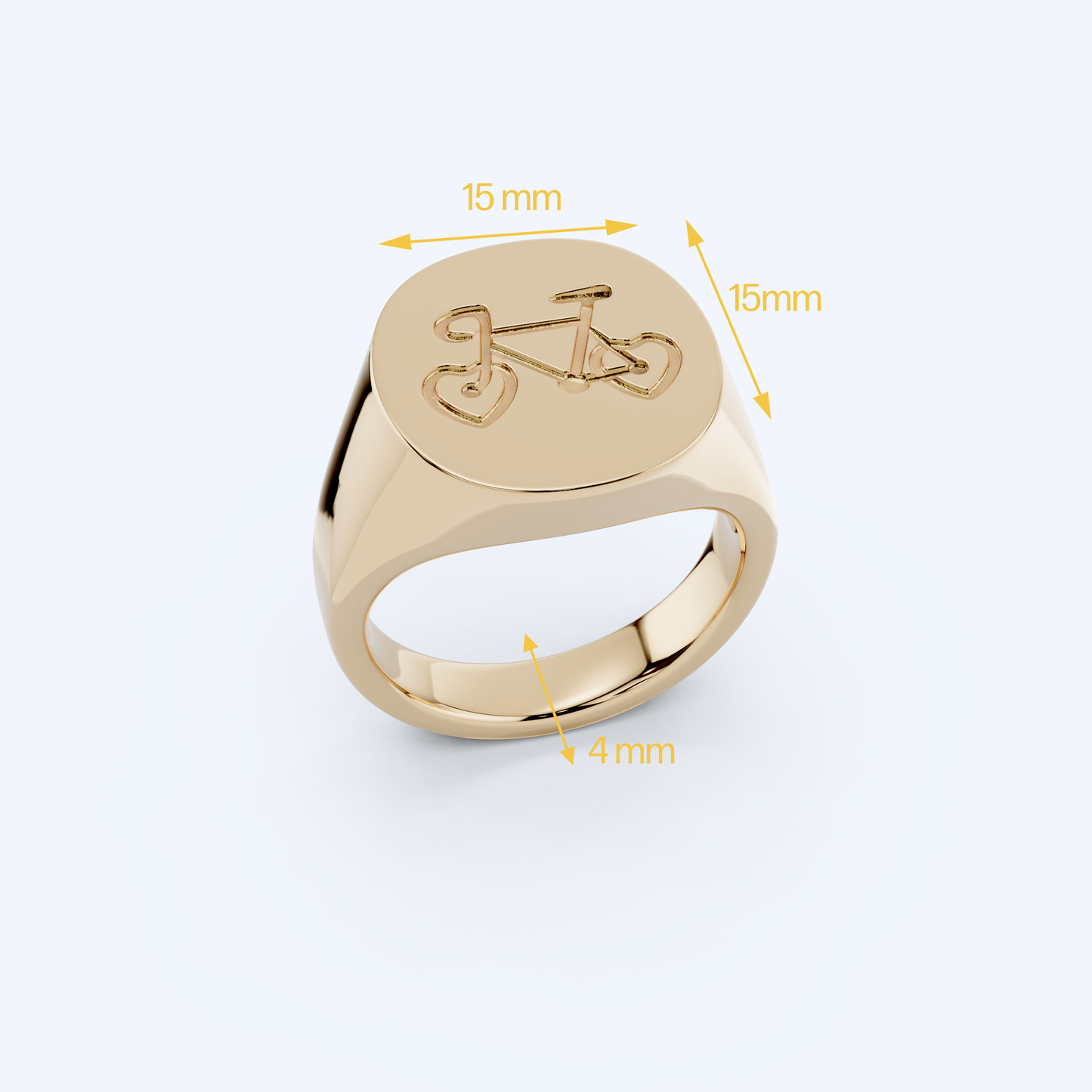 Heart Bike Signet Ring 375 Yellow Gold