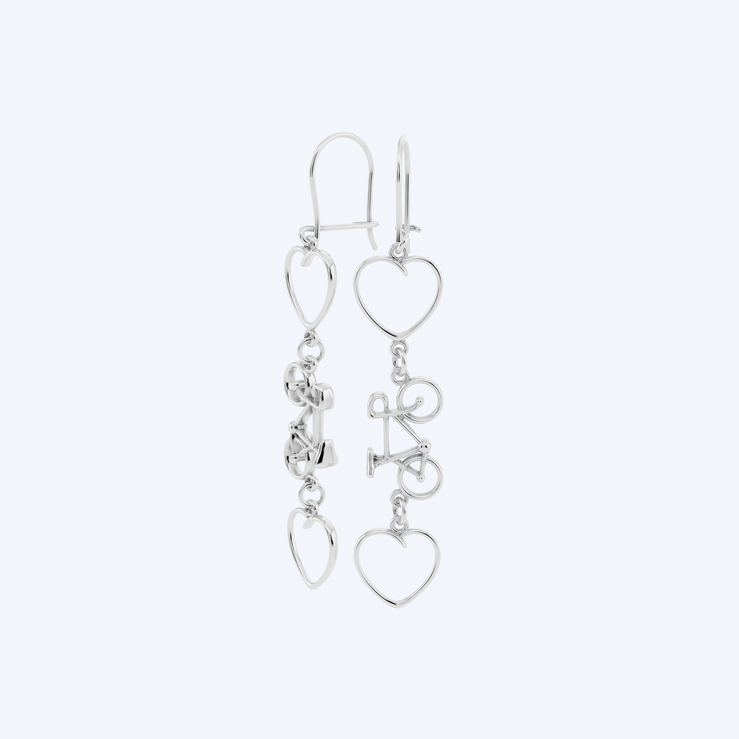 Road Bike & Heart Drops 925 Silver