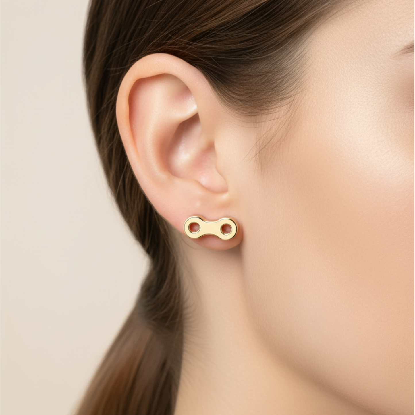 Link Stud 375 Yellow Gold
